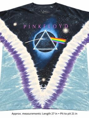 Liquid Blue Pink Floyd Dark Side of the Moon Double Sided Tie Dye Tee